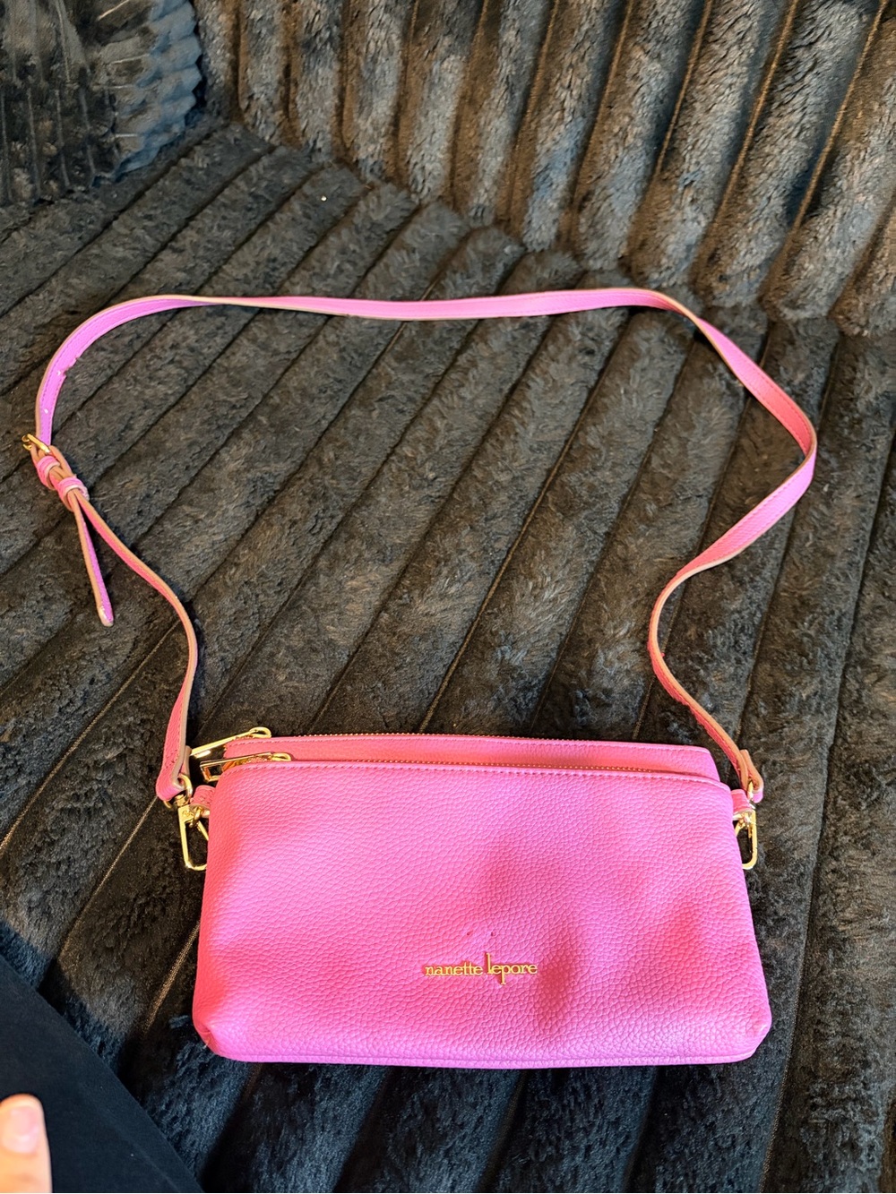 Nanette Lepore Hot Pink Pebbled Leather Crossbody